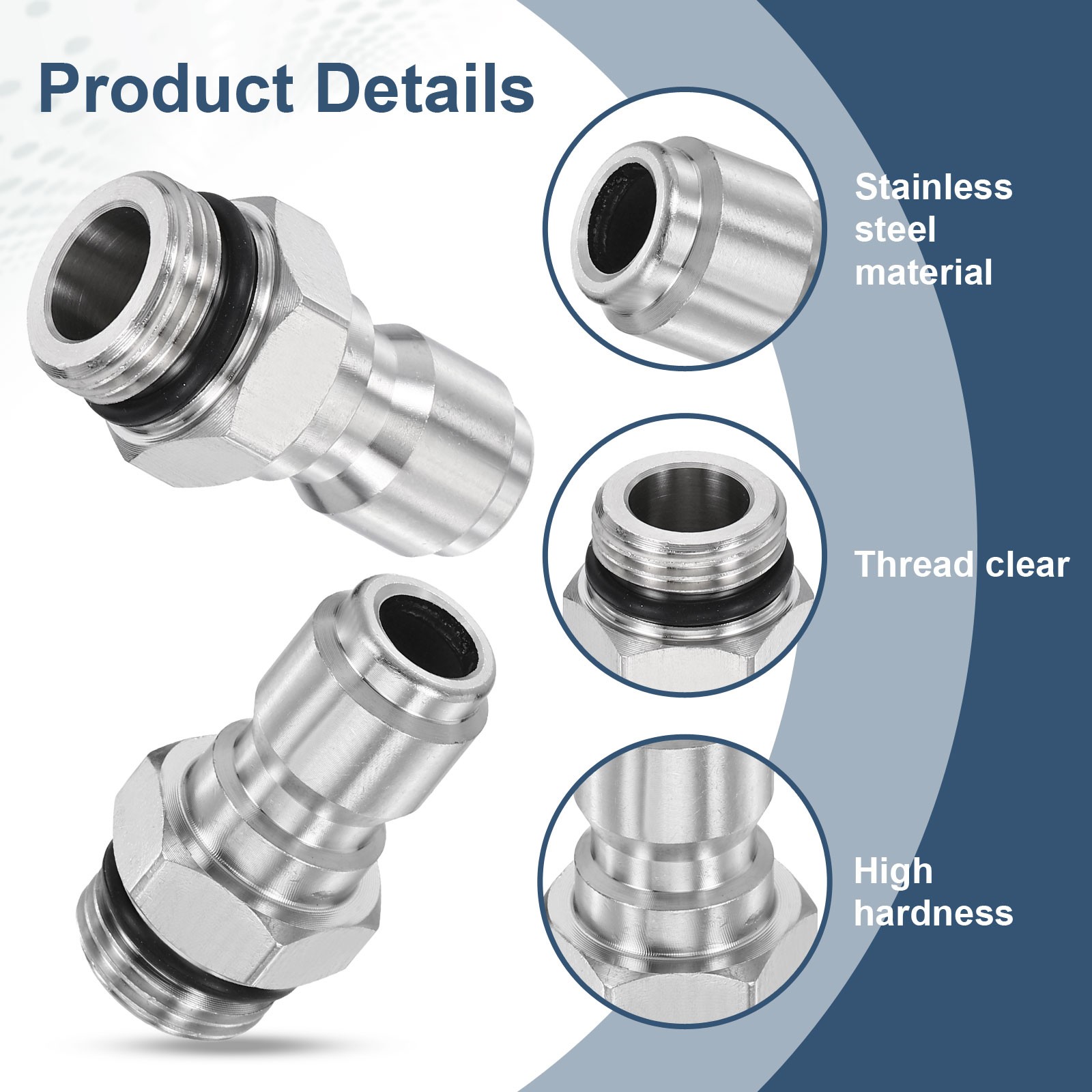 2Pcs Pressure Washer Adapter G3/8″ M to 3/8″ M Fast Steel Fitting
