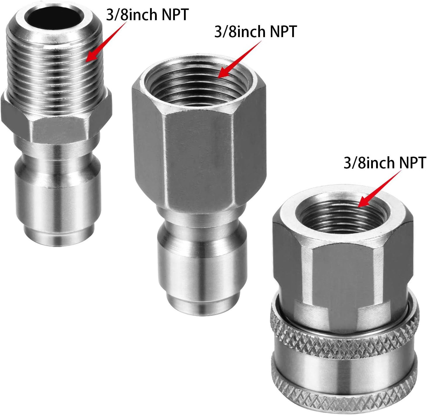 Hotop 4 Pcs 3/8 Inch Npt Pressure Washer Adapter Set, Including 1 Female Coupler