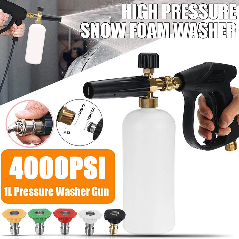 4000PSI 1/4″ Snow Foam Pressure Washer Gun Car Wash Soap Lance Cannon Spray Jet