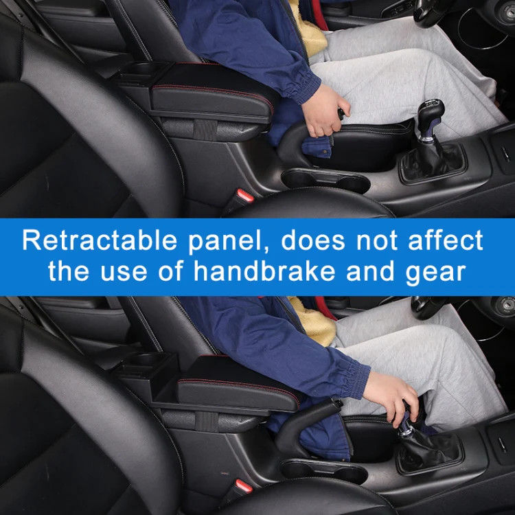 Car Multi-functional Dual USB Armrest Box Booster Pad, Microfiber Leather Curved