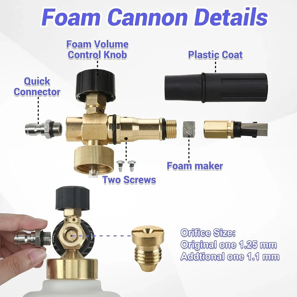 High-Performance Foam Cannon for Pressure Washer with Dual Lance & Nozzles
