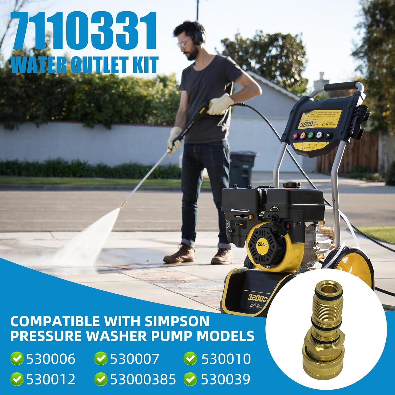High Pressure Washer Pumps Replacement Water Outlet Kit Fitting with Pre-Install