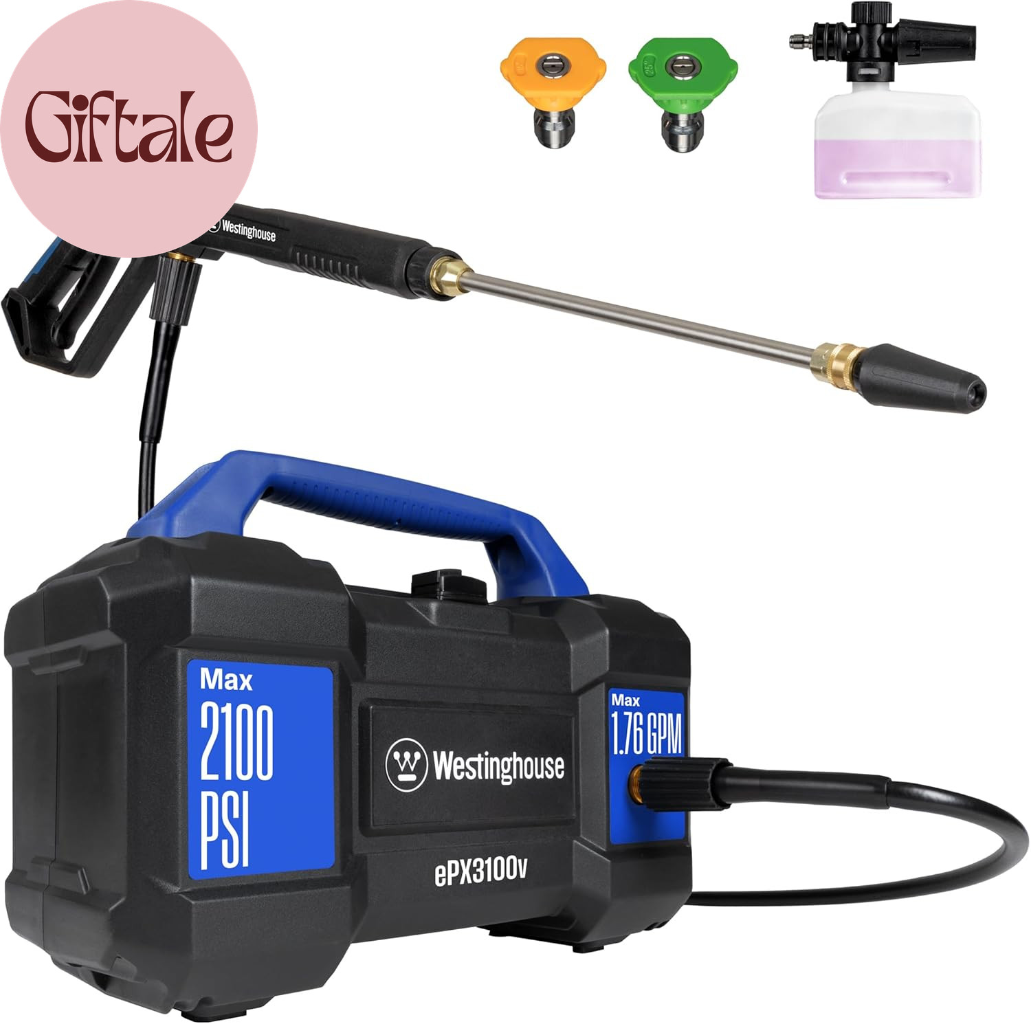 Epx3100V Electric Pressure Washer, 2100 Max PSI 1.76 Max GPM, Built-In Carry Han