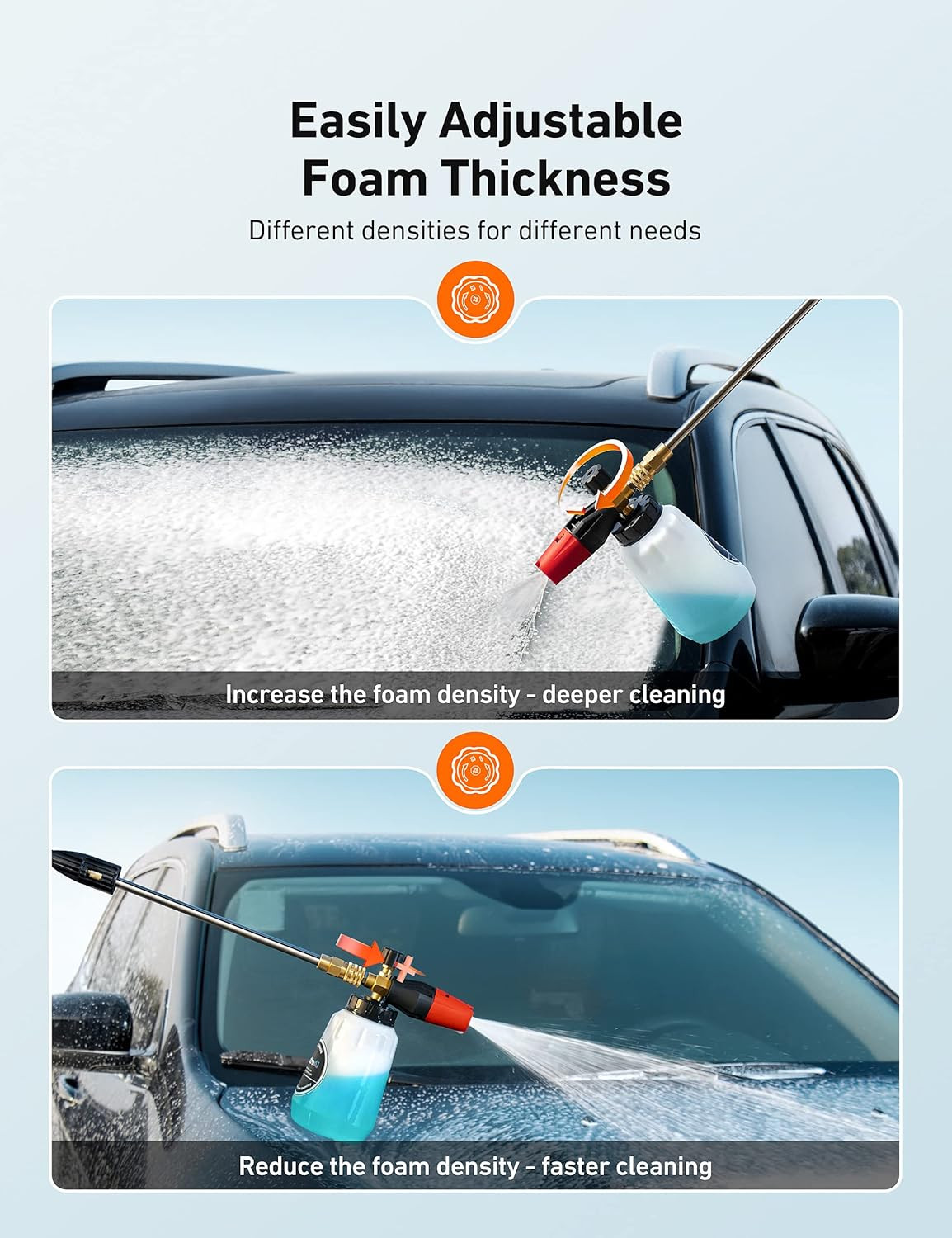 Foam Cannon, Heavy Duty Car Foam Blaster Wide Neck Adjustable Snow Foam Lance an