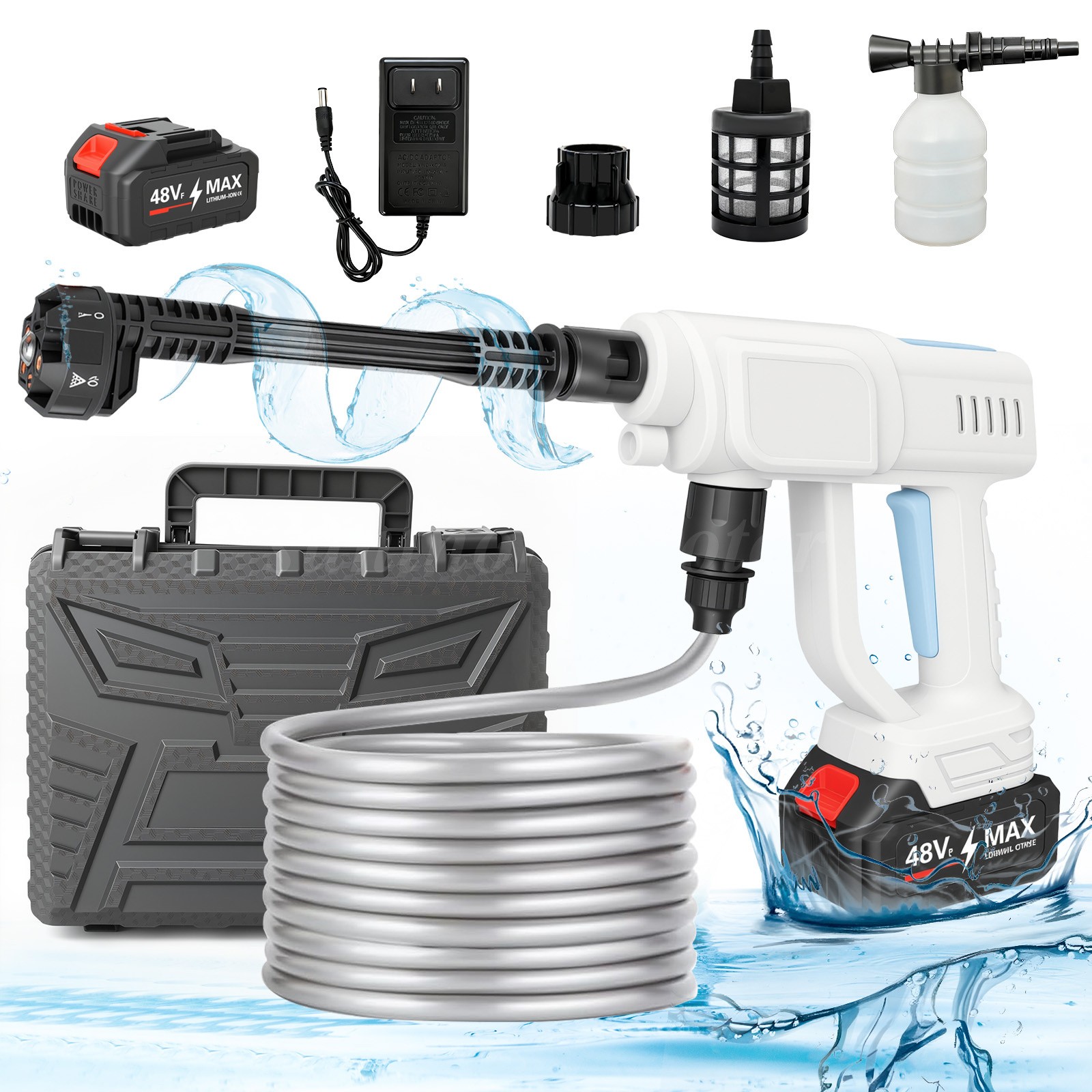Cordless Electric High Pressure Water Spray Car Gun 970PSI Portable Washer Clean
