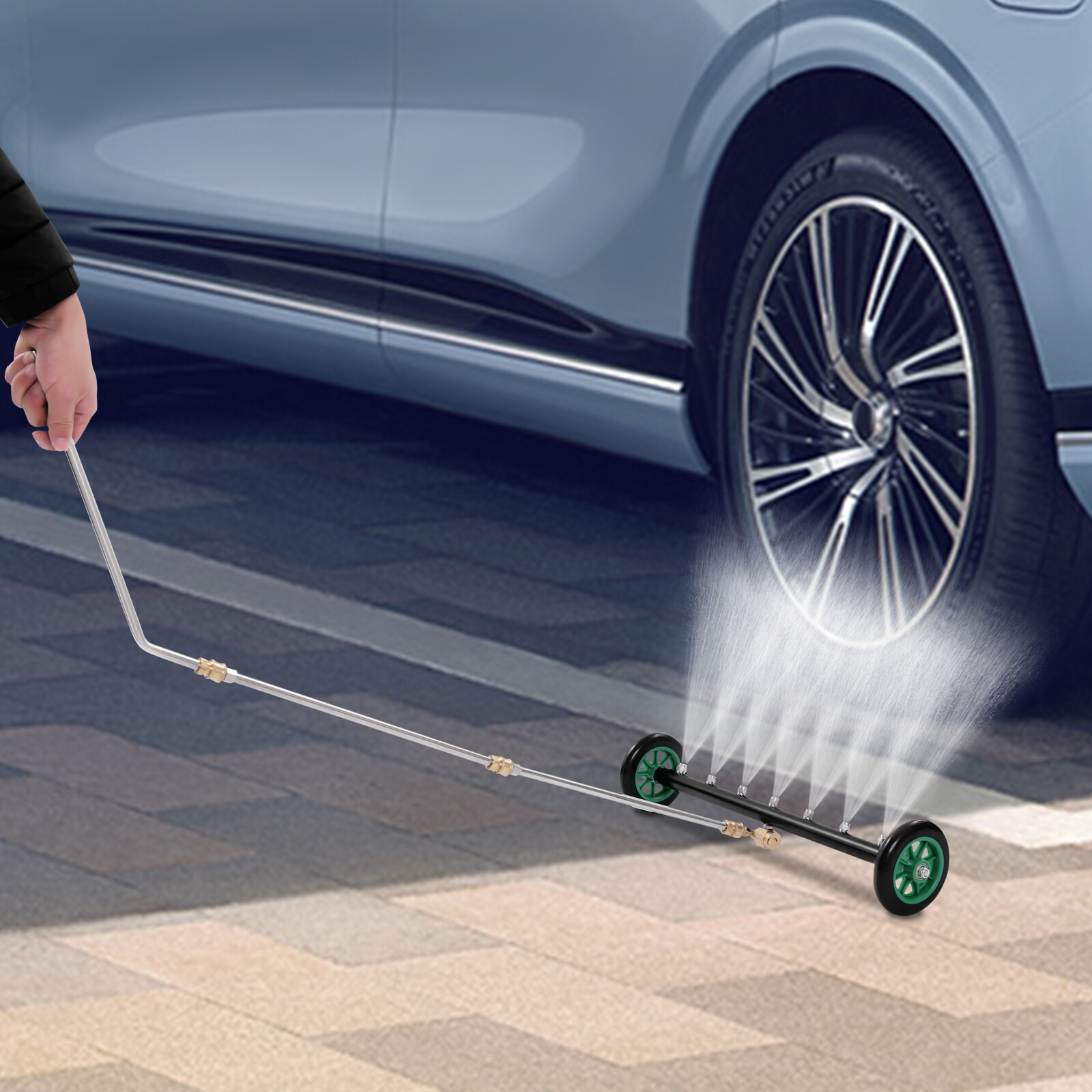 4000PSI Under Car Pressure Washer Undercarriage Cleaner Wash Broom w/ 7 Nozzles
