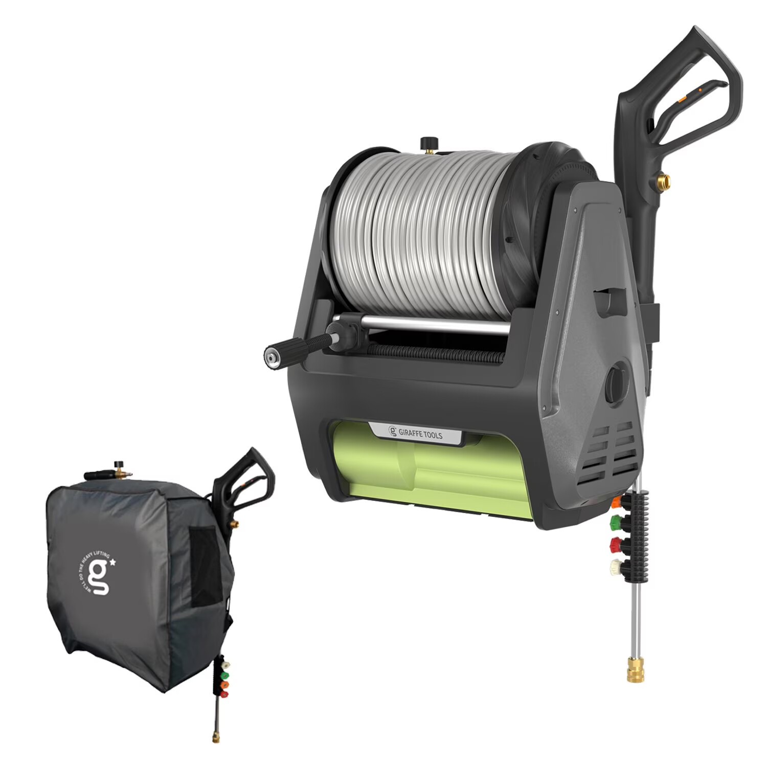 Giraffe Tools 3700 Peak PSI Wall-Mounted Retractable Pressure Washer Pro Bundle,