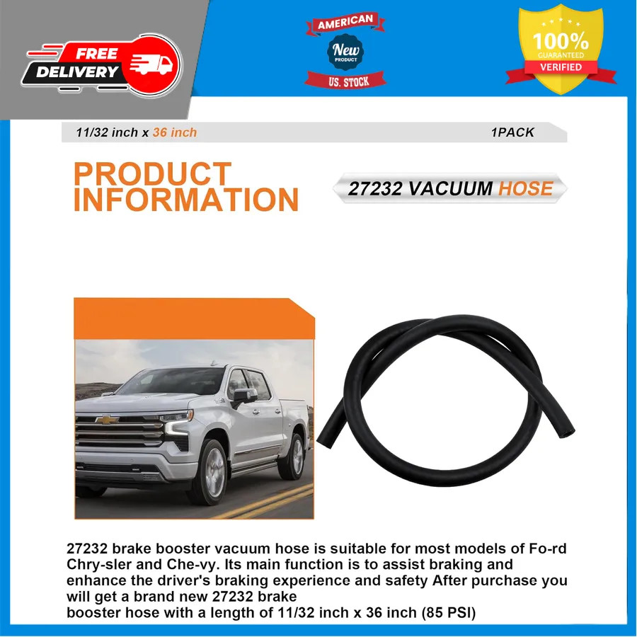 27232 Brake Booster Vacuum Hose 11/32′ x 36′ 85 PSI Automotive Replacement Line