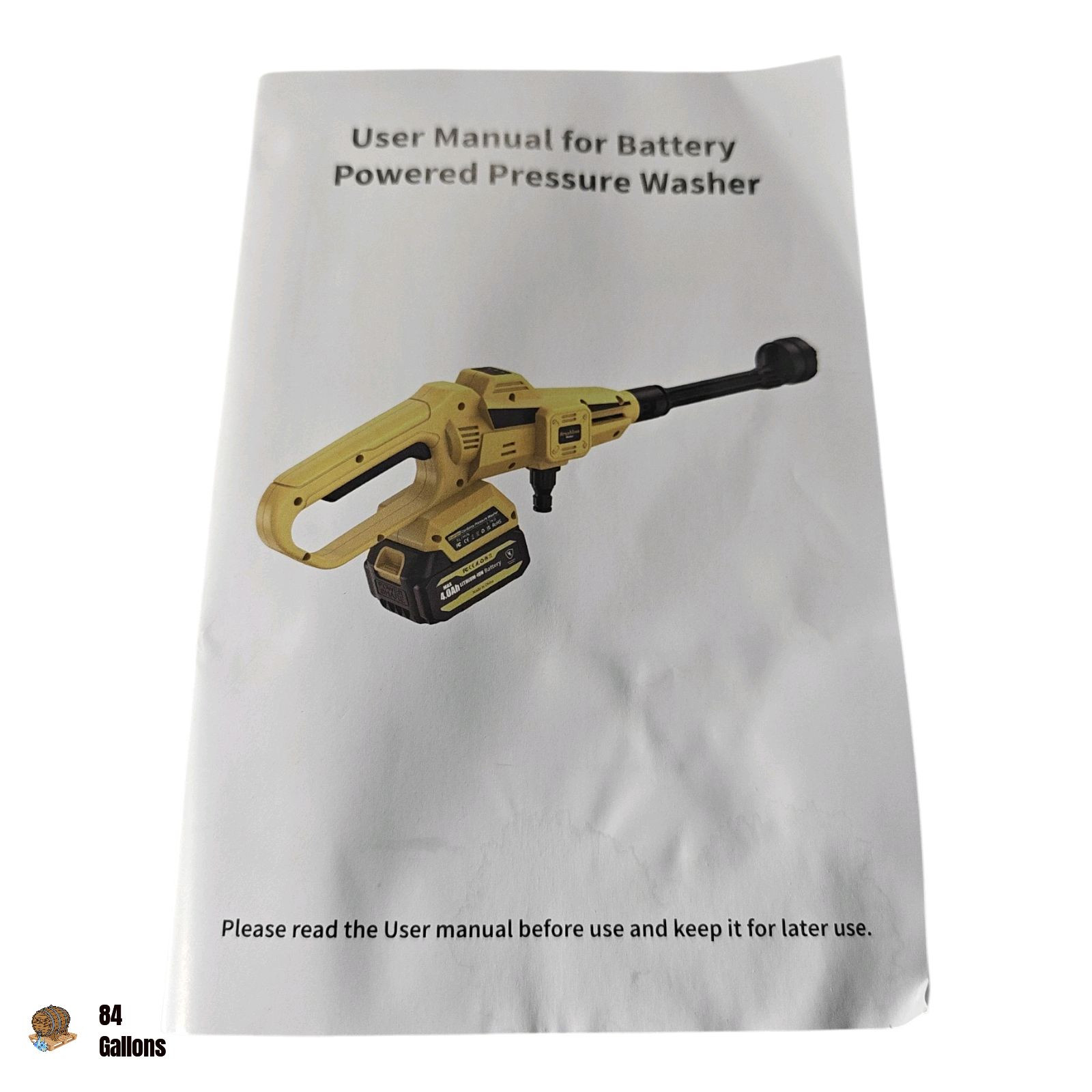 Handheld Cordless Pressure Washer with 2 x 4000mAh Batteries & Max 652 PSI