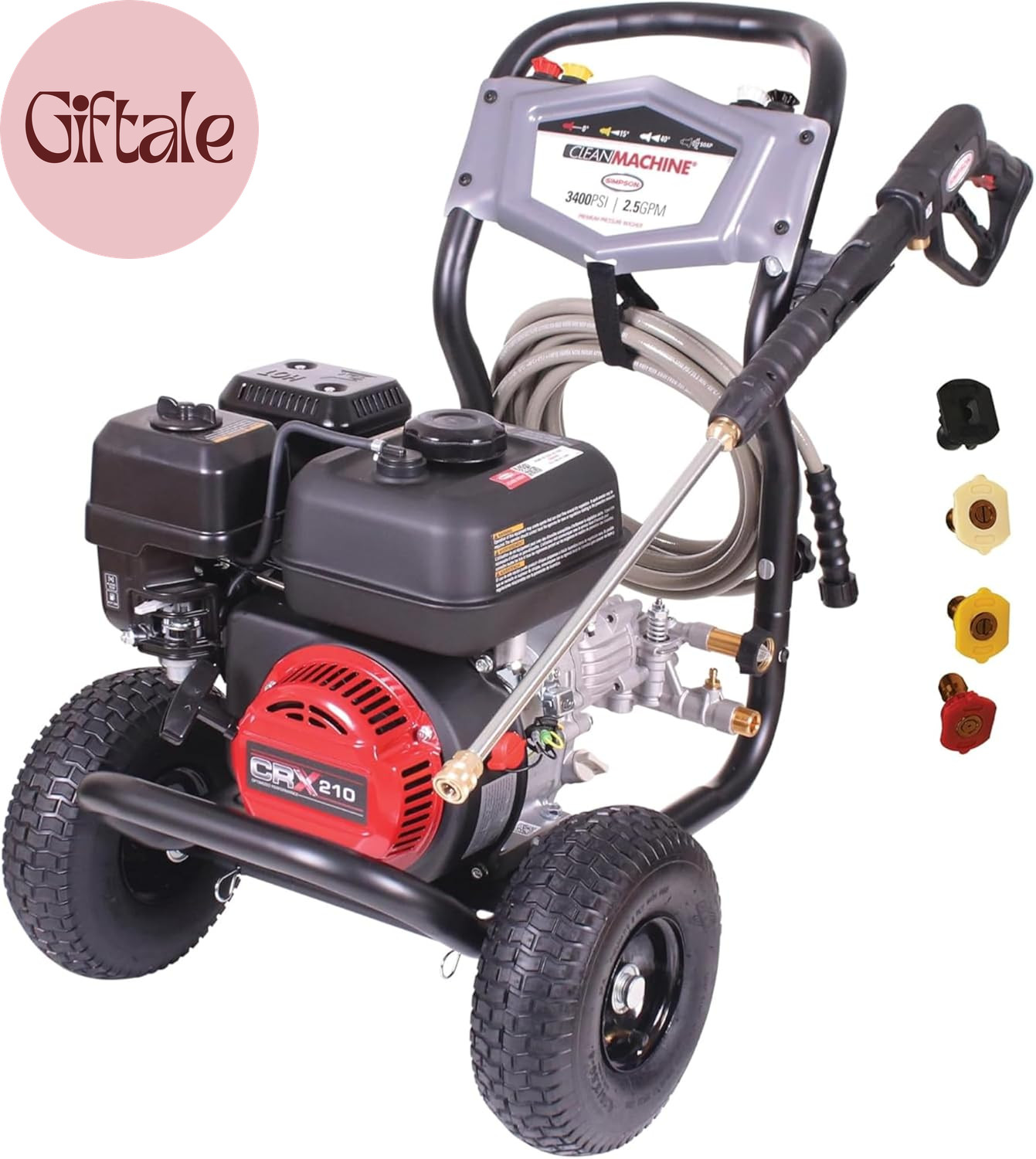 3400 PSI Gas Pressure Washer, 2.5 GPM Residential Power Washer, Cold Water, 25′