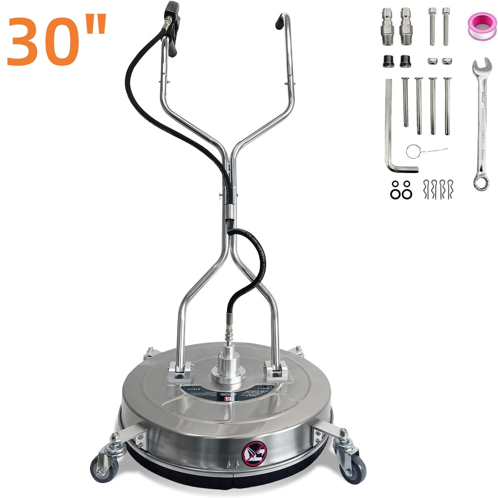30″ Pressure Washer Surface Cleaner Dual Handle Stainless Steel 5200PSI Washer