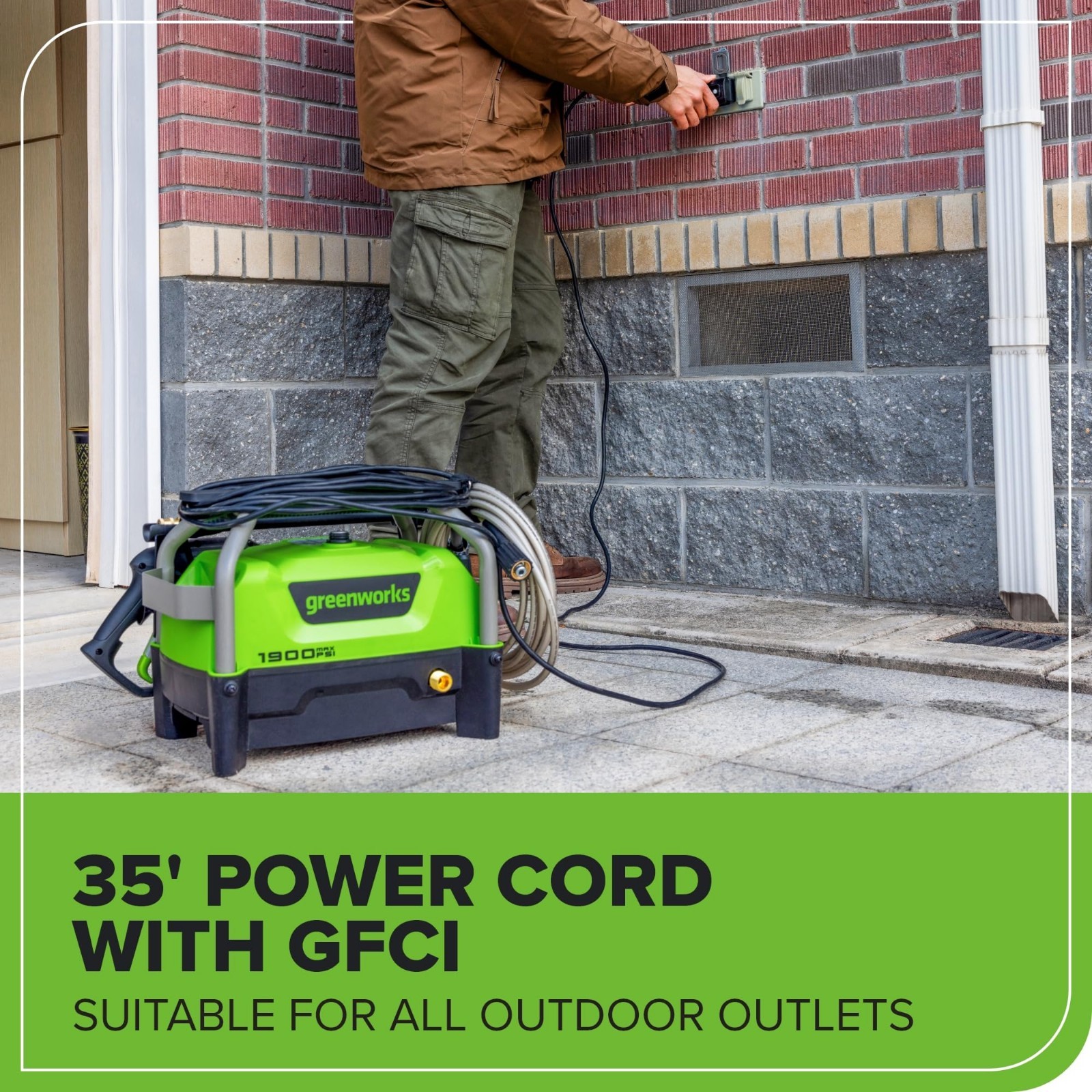 1900 PSI Electric Pressure Washer – 25°, 40°, Turbo Nozzles & Soap Applicator fo