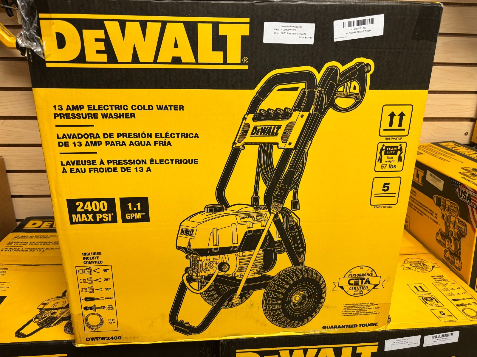 DEWALT AC Pressure Washer — 2400 PSI, Model# DWTDWPW2400