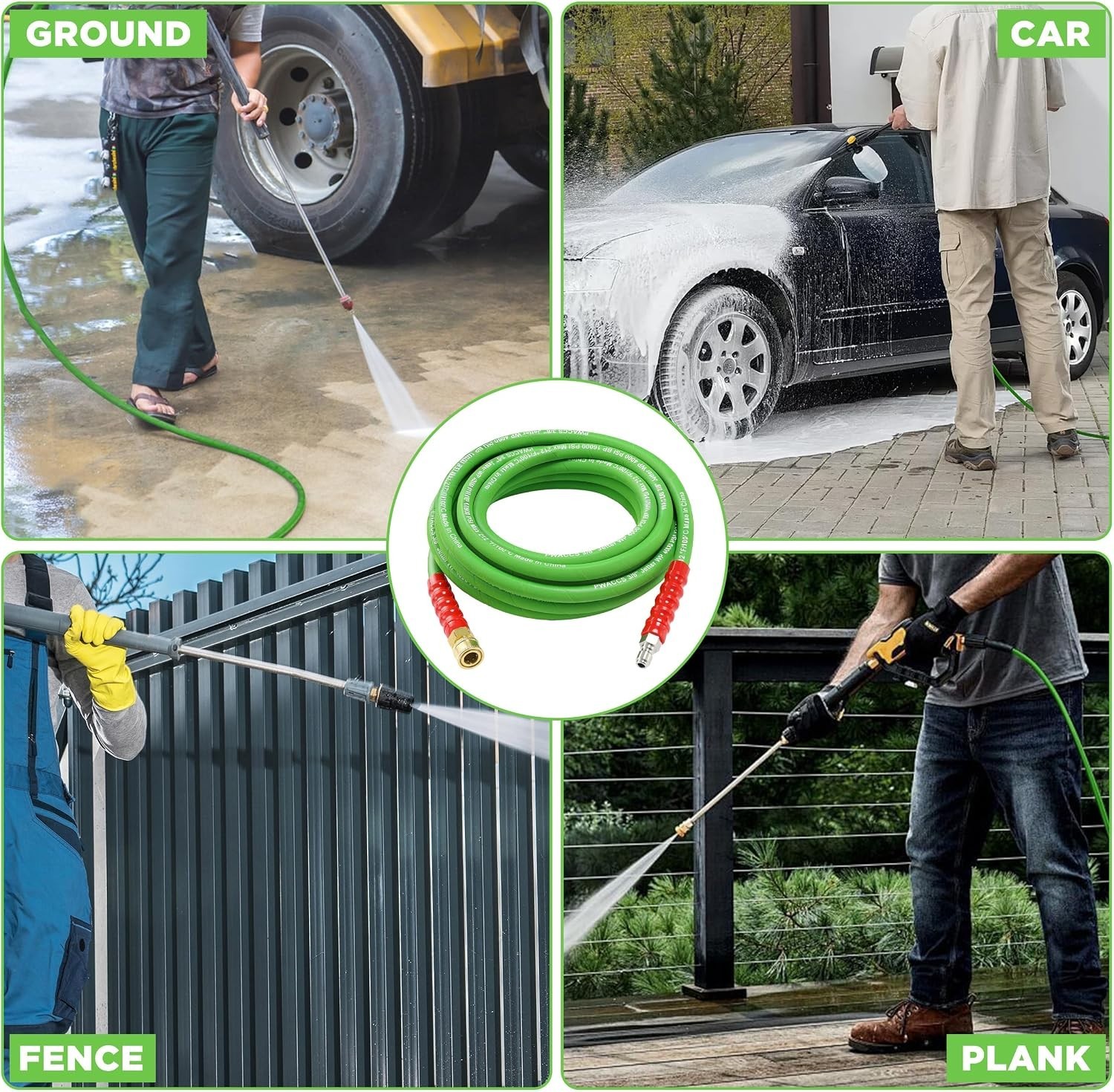 50 FT Rubber Power Washer Hose with M22 Fittings