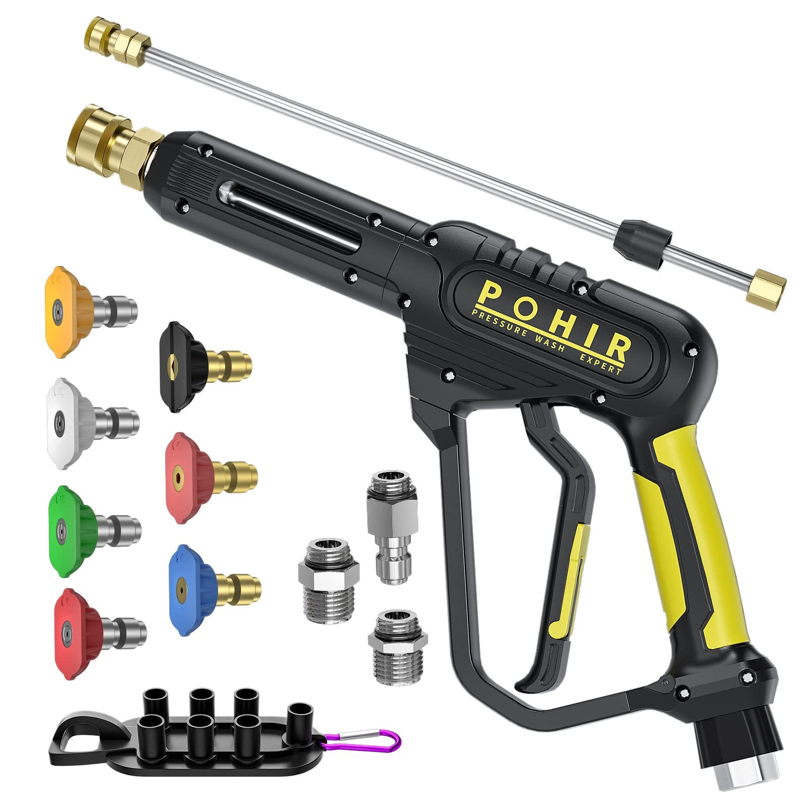 3600 PSI Pressure Washer Gun 30″ Extension Wand 7 Nozzles M22 14/15mm