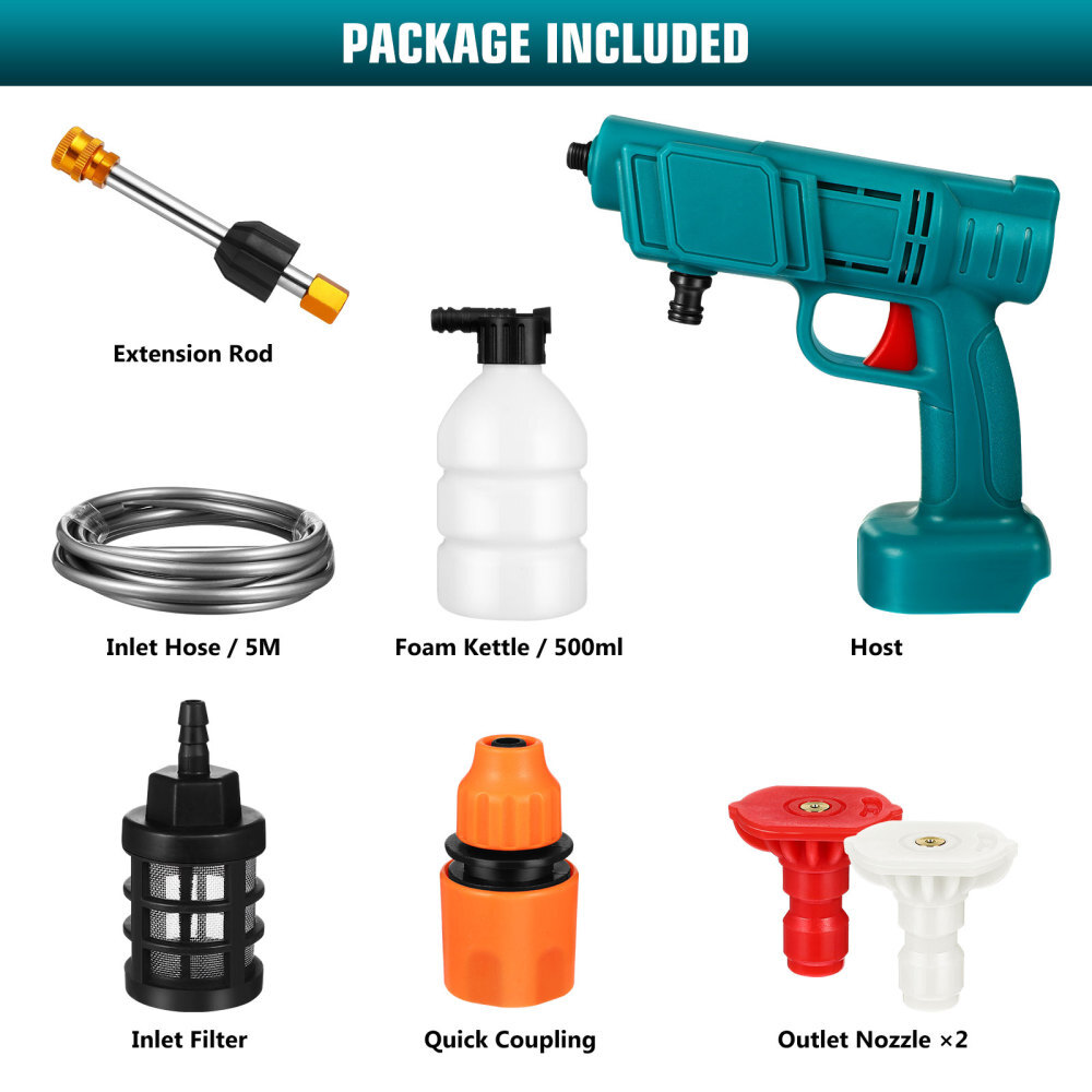 For Makita 18V Cordless High Pressure Washer Gun Set Water Car Jet Wash Cleaner