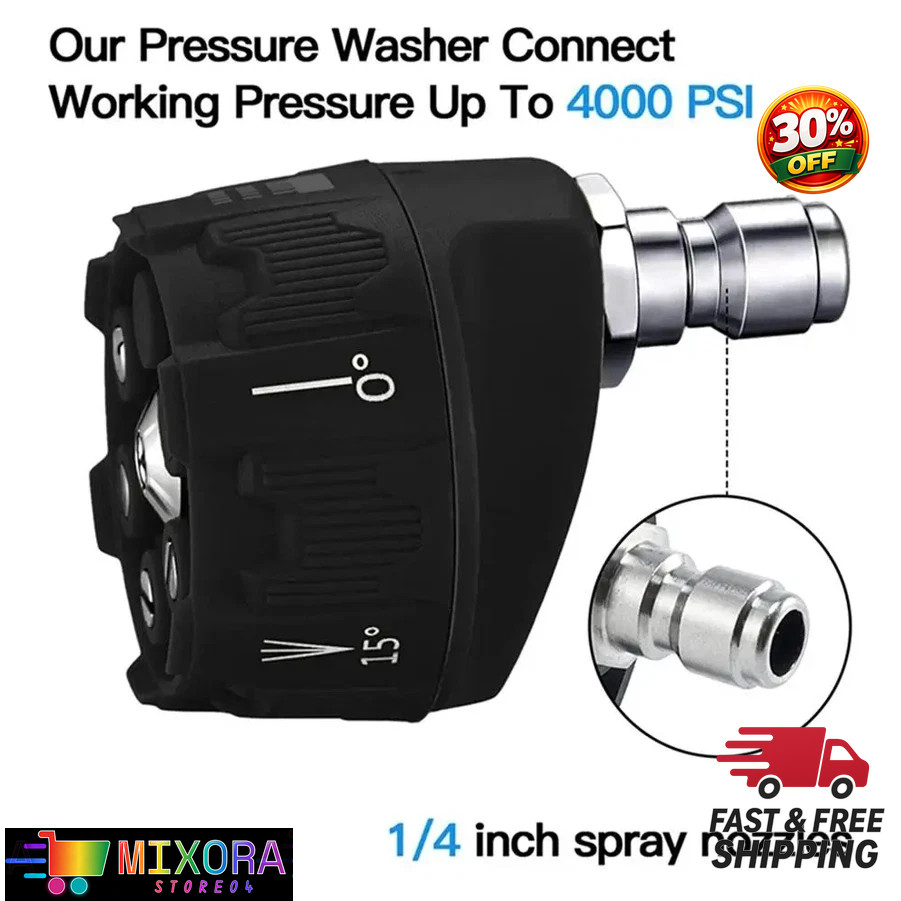 1pcs High Pressure Washer Nozzle 6-in-1 Adjustable Spray Tip 4000PSI – NEW
