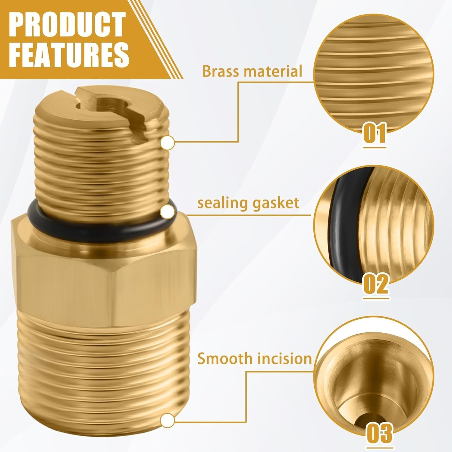 Outlet Connector Pressure Washer Pump Brass Fitting 3/8 Inch NPT