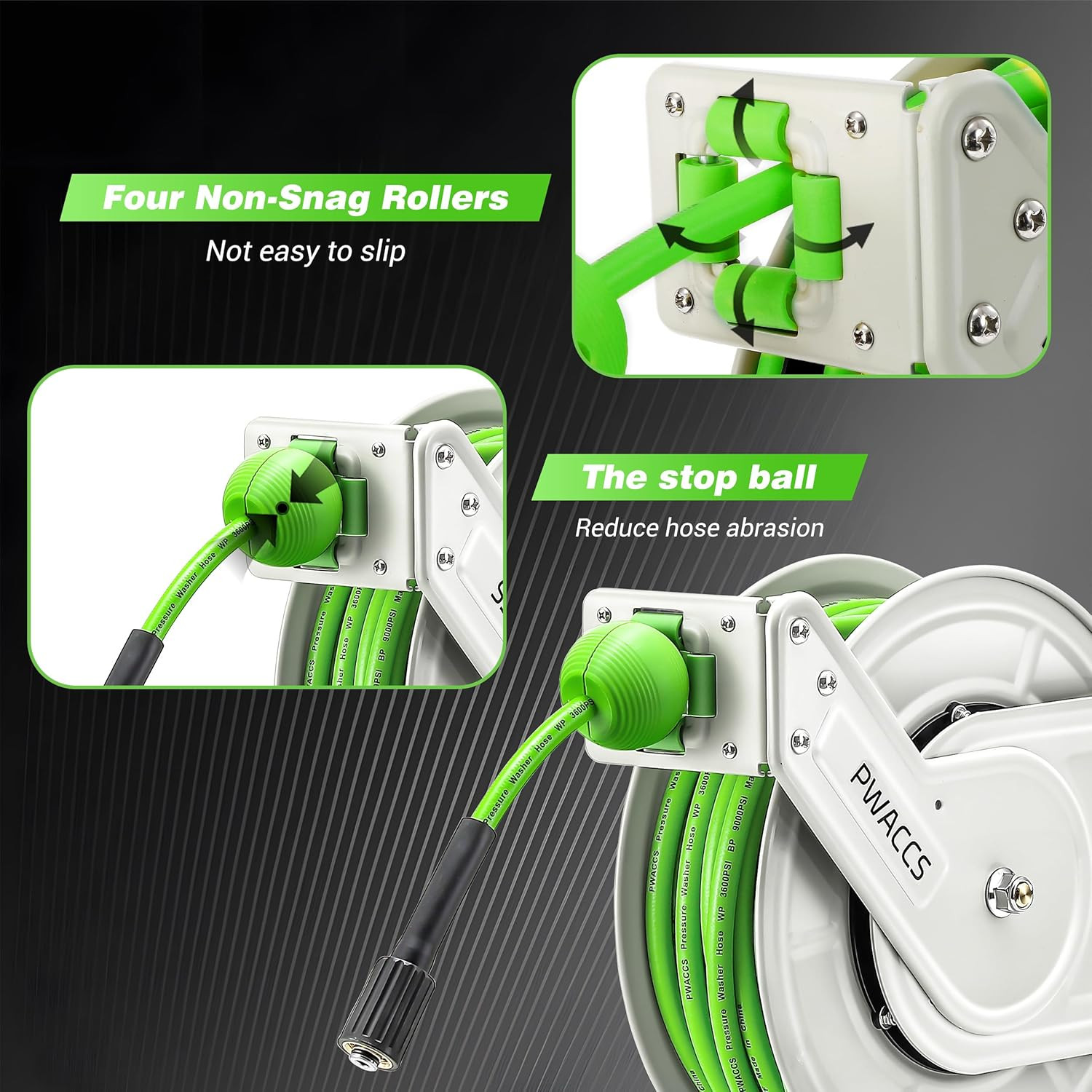 Retractable Pressure Washer Hose Reel, Heavy Duty Power Washer Hose Reel 1/4″ X