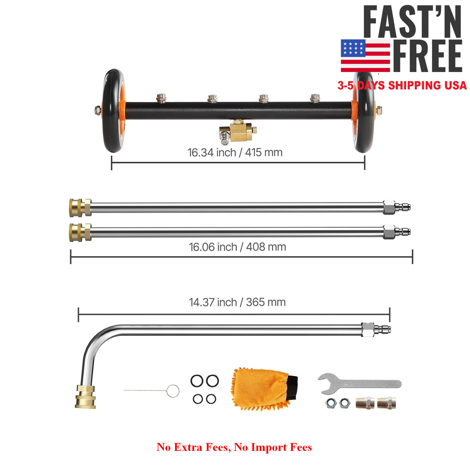 16″ Undercarriage Pressure Washer, Stainless Steel Pressure Surface Cleaner, NEW