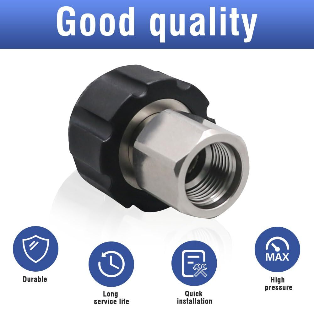 Pressure Washer Adapter Fitting Stainless Steel M22-14mm to NPT 3/8 Female Th…