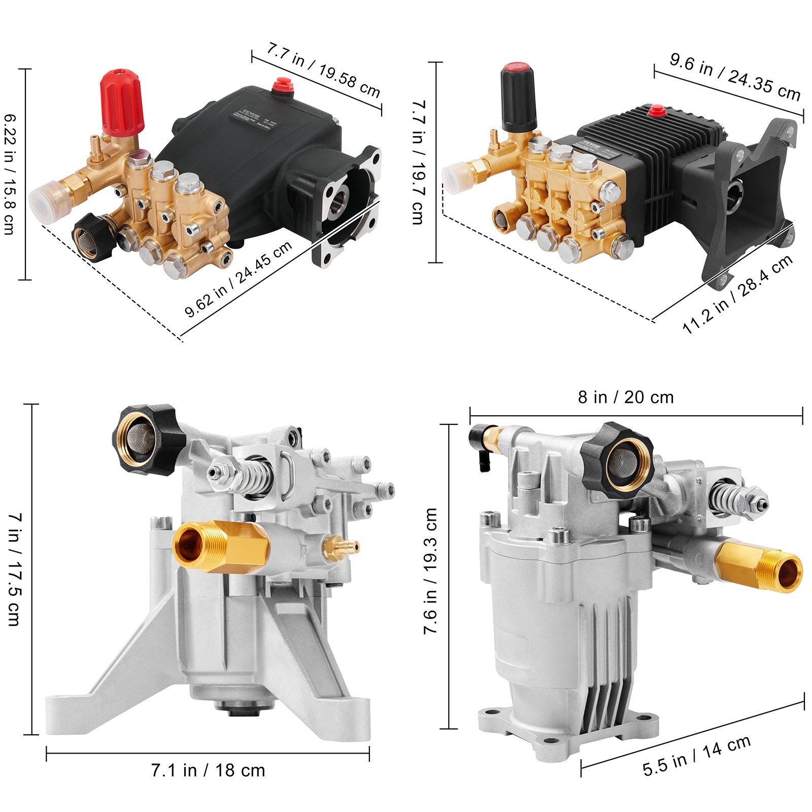 VEVOR Pressure Washer Pump Horizontal/Vertical 3400/3700/4400 PSI Washer Pump