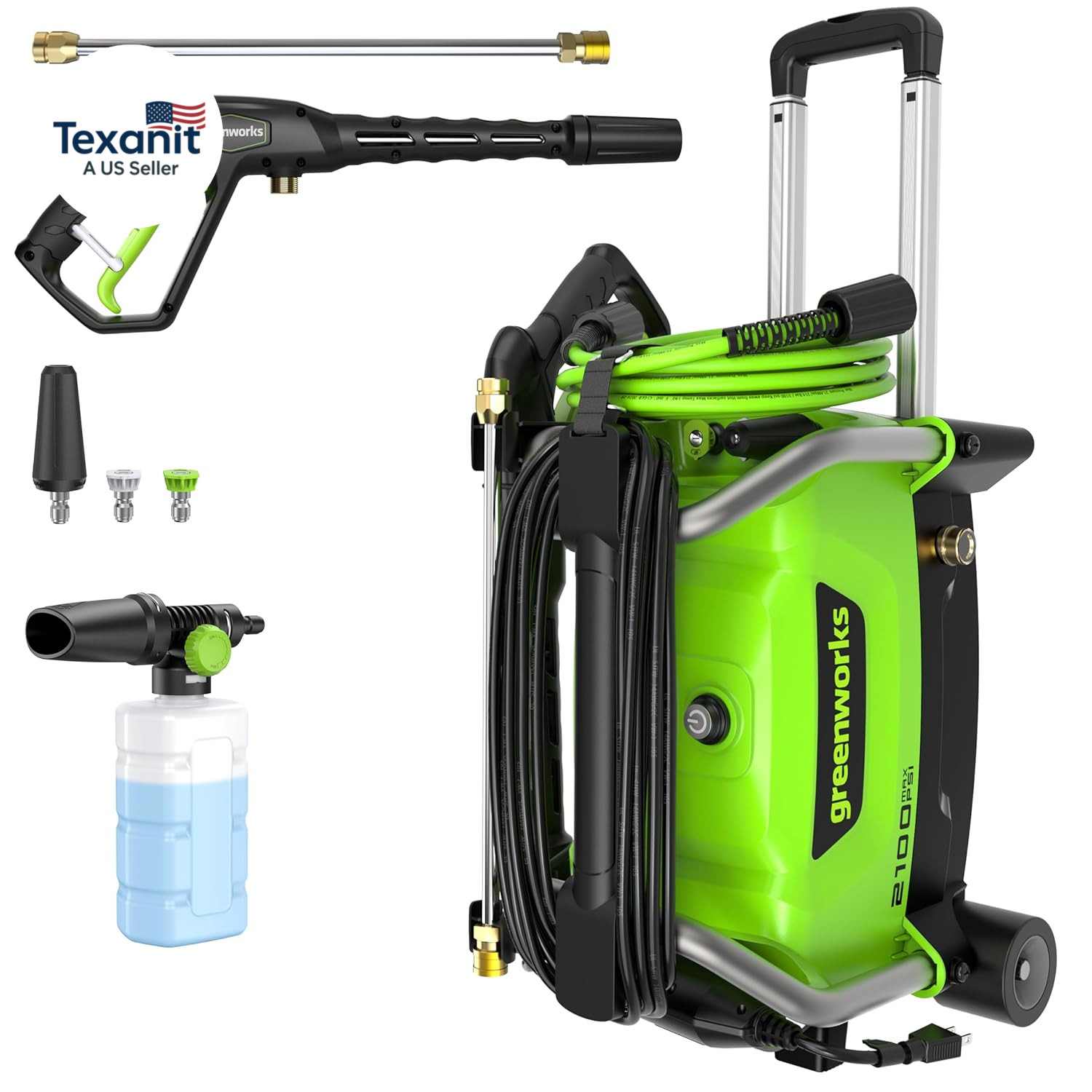 2100 PSI (SGS Certified) 1.2 GPM 13Amp Compact Electric Pressure Washer Telescop