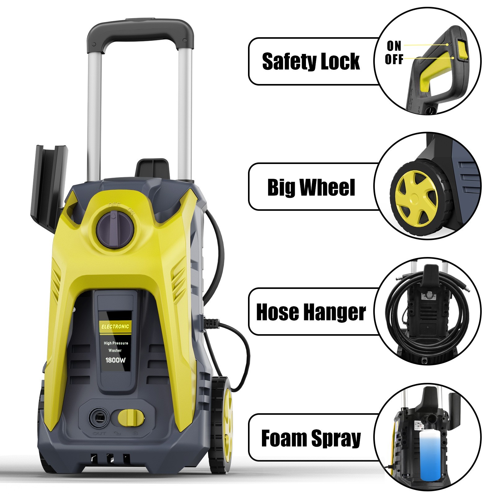 4200PSI 2.0GPM Electric Pressure Washer Portable Electric Power Cleaner Machine