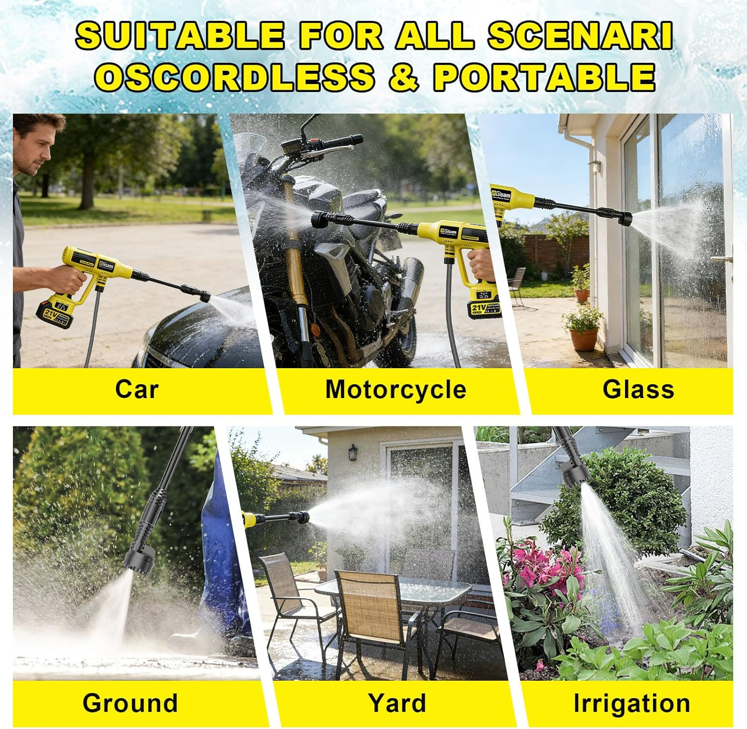Cordless Portable Washer, Brushless Motor, 4 Speed Modes, 6-In-1 Swivel Nozzle,