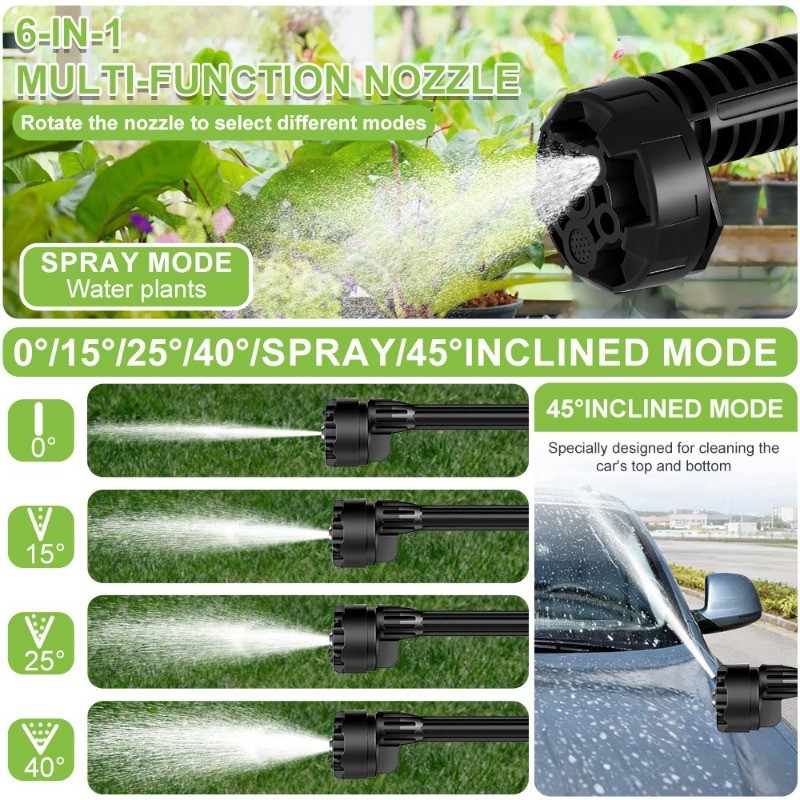 Cordless Electric High Pressure Water Spray Car Gun 850PSI Portable Washer Clean