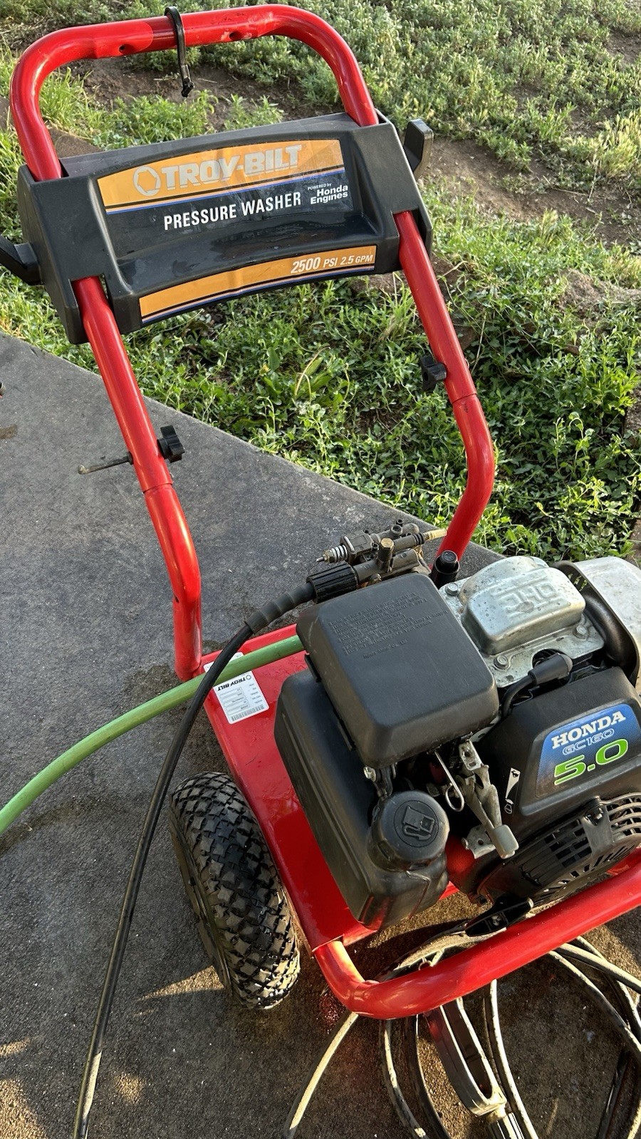 Troy-Bilt 2500 PSI 2.5 GPM with Honda engine GC160 160cc,5.0 HP.hose(No washer g