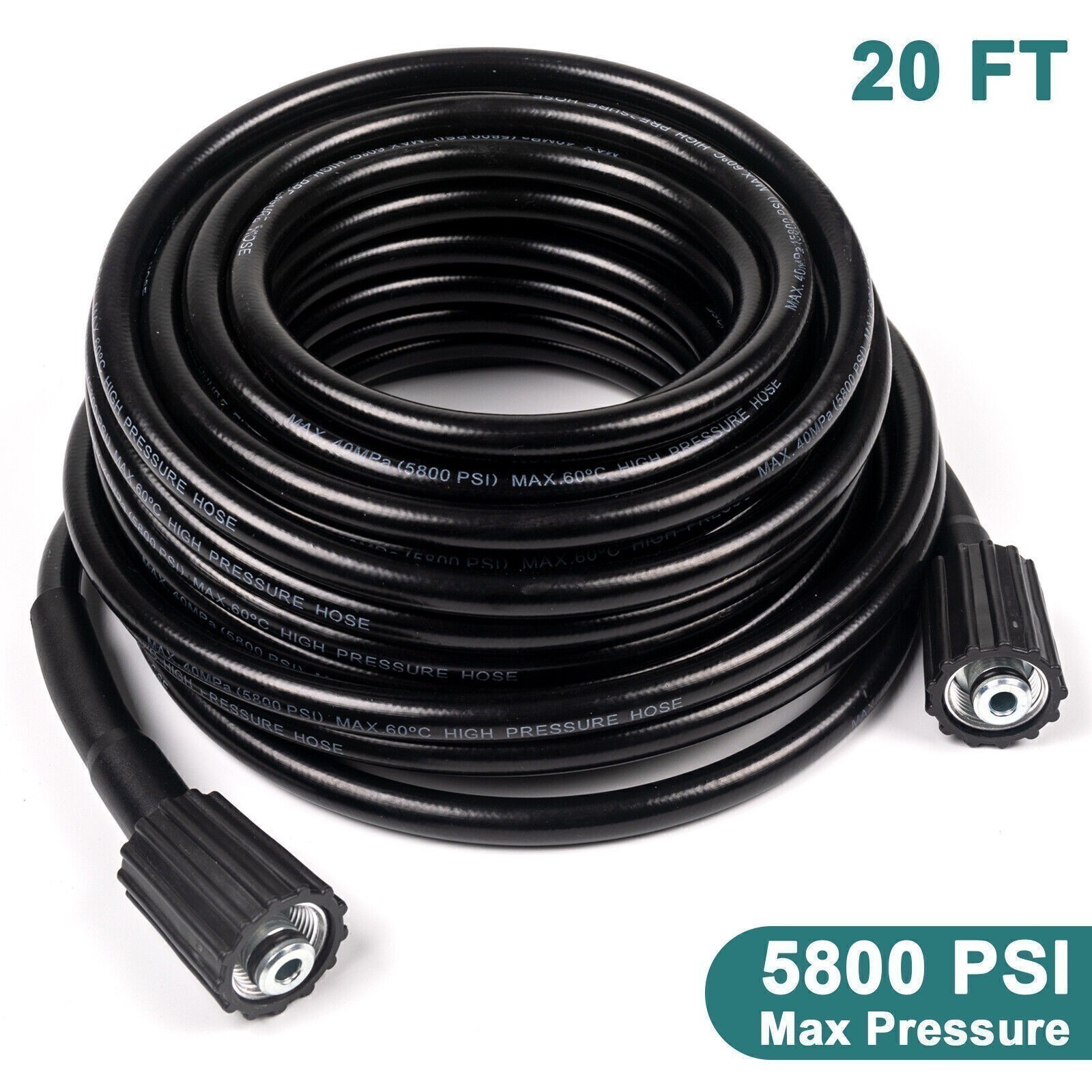 High Pressure Washer Hose 20/26ft 5800PSI M22 Power Washer Extension Hose