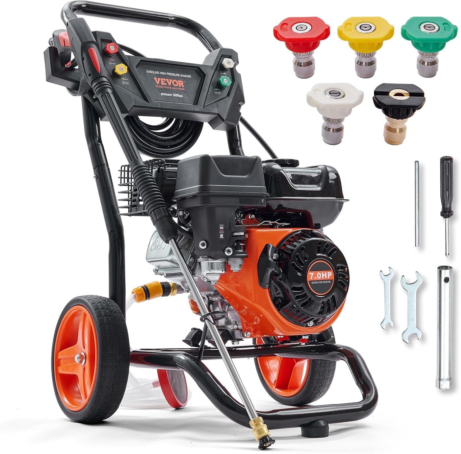 Gas Powered Pressure Washer 3400 PSI 2.6 GPM, with Spray Gun and Extension Wa…