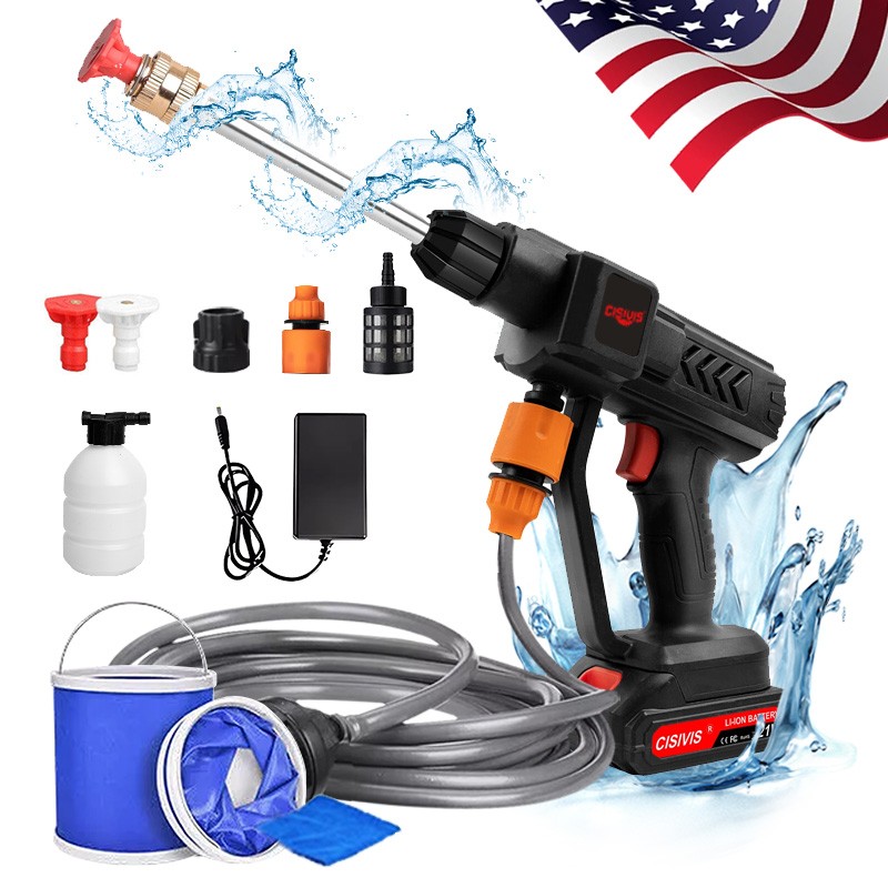 Electric Cordless High Pressure Water Spray Gun Car Washer Portable Cleaner Tool