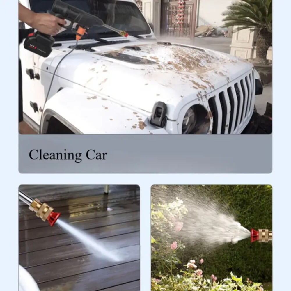 Cordless Electric High Pressure Water Spray Gun Car Washer Portable Cleaner Tool
