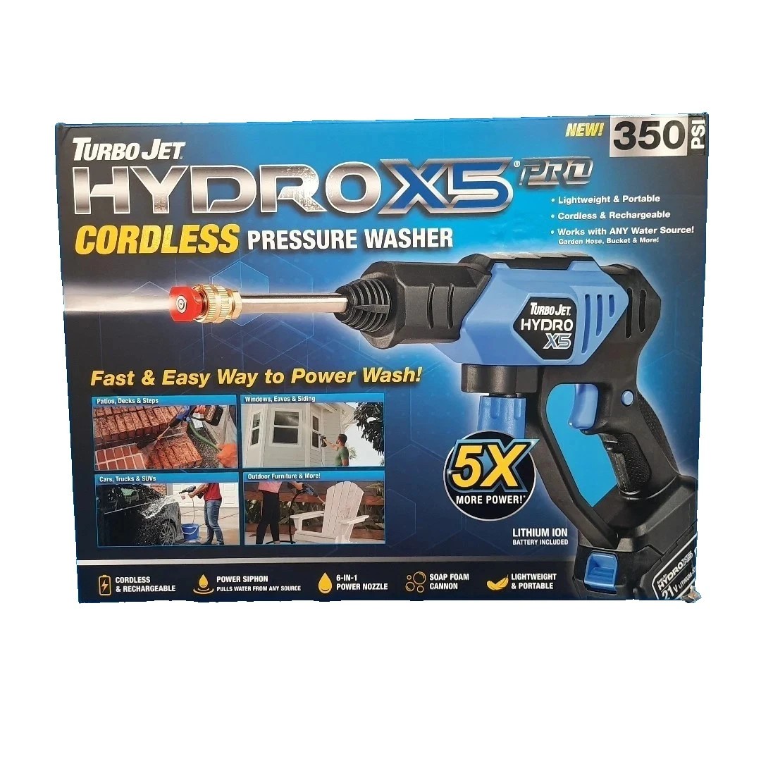 Ontel Turbo Jet HydroX5Pro Portable Cordless PressureWasher 21V 3000mAh
