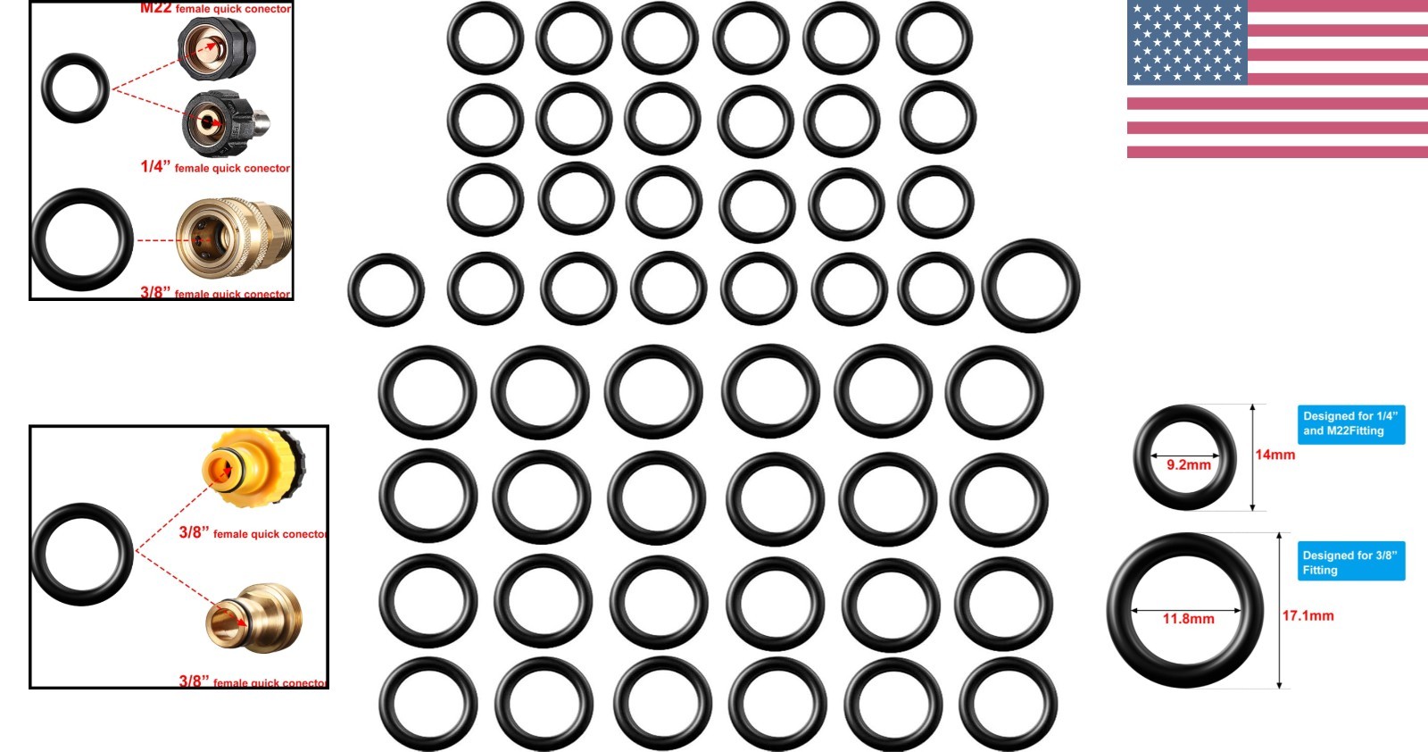 Efficient 50-Piece O-Ring Replacement Set for Pressure Washers & Plumbing Needs