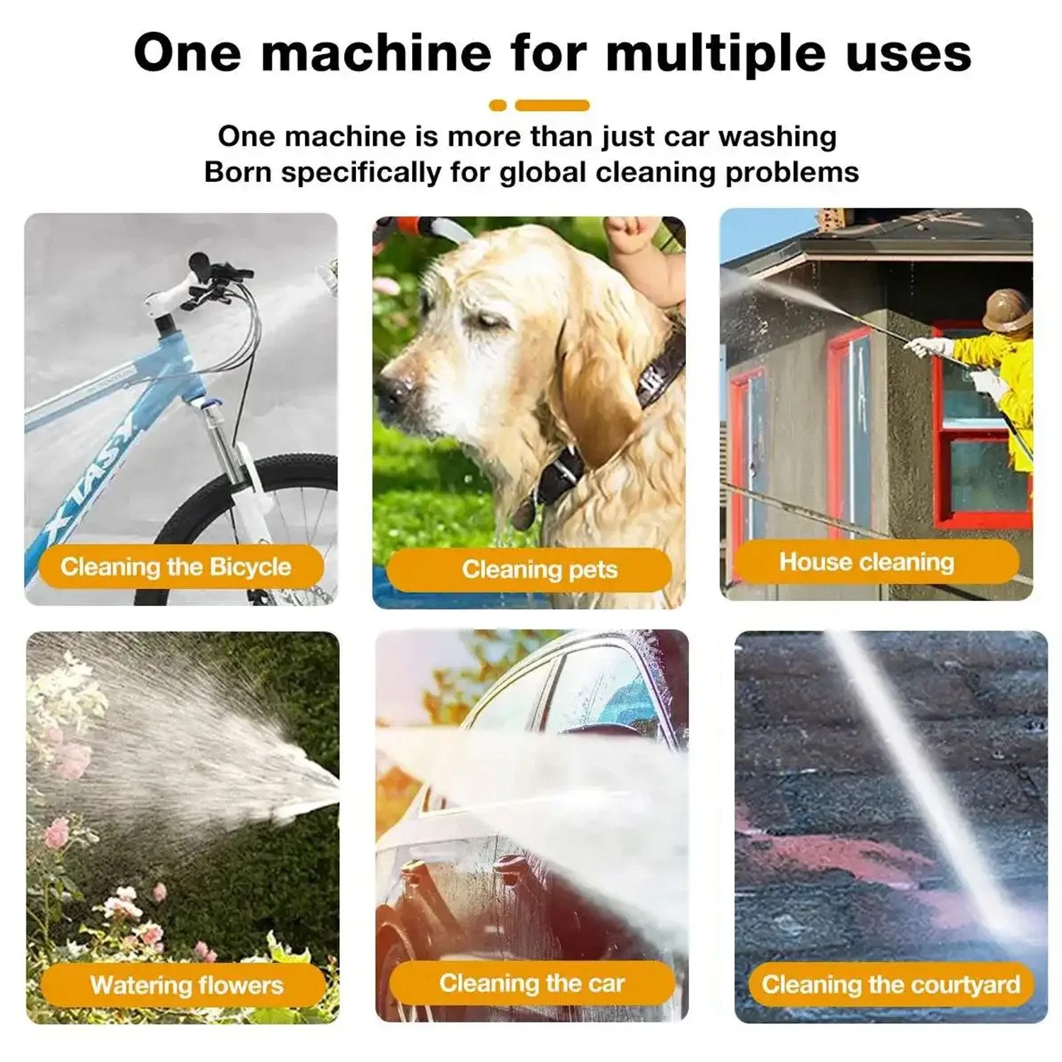 50 bar 1500W High Pressure Cordless Pressure Washer with Spray Gun