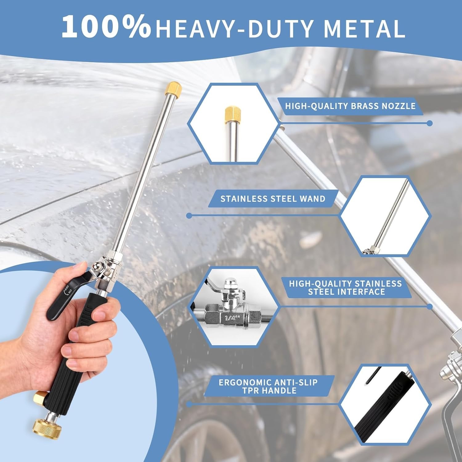 Hydro Nozzle Wand for Car and Patio Cleaning
