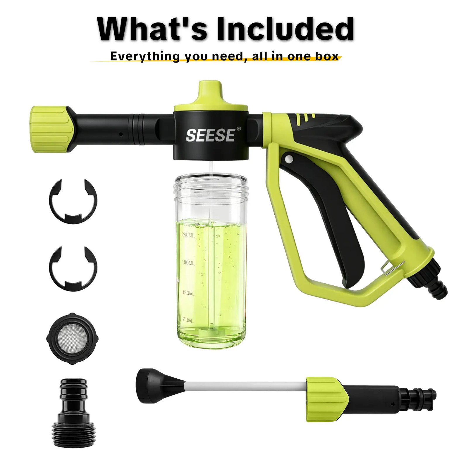 Seese Car Wash Foam Gun for Garden Hose, Foam Cannon Car Wash Kit with High Pres