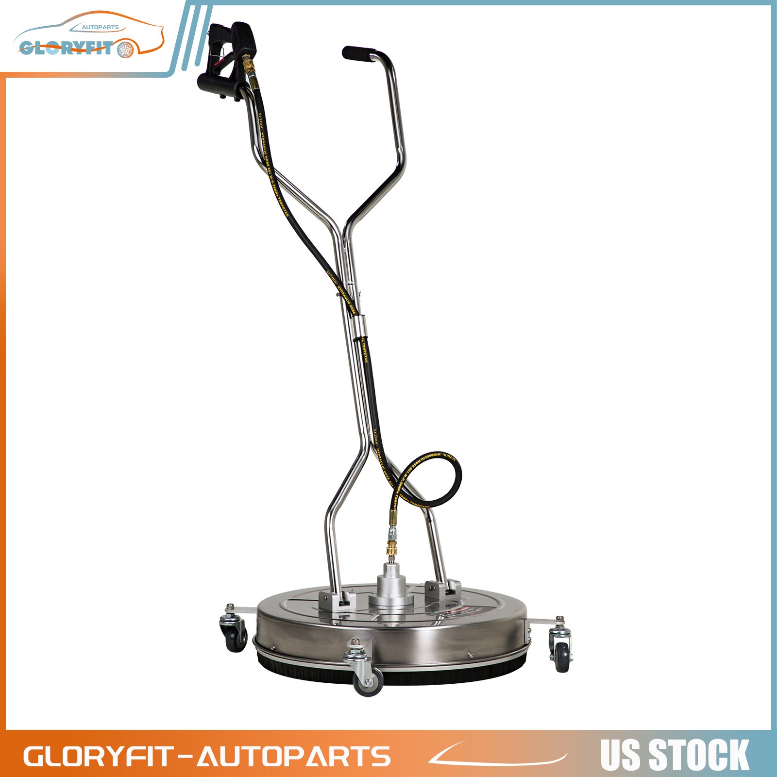 4000 psi 24″ Pressure Washer Surface Cleaner with Handle & 4 Spinner Wheels 8GPM