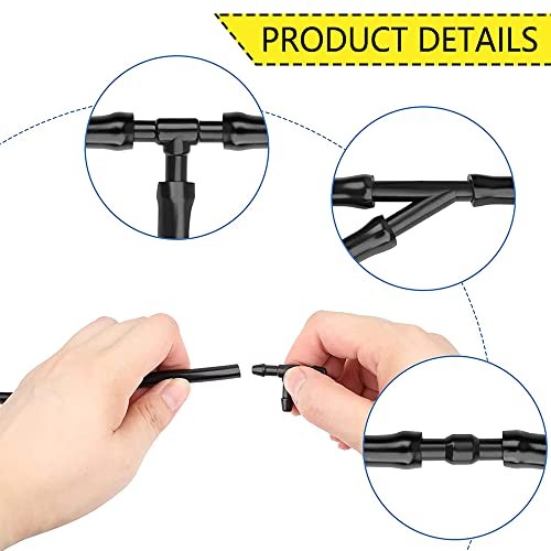 Windshield Washer Hose Kit, 3 Meter Washer Fluid Hose with 6 Pcs Hose T1