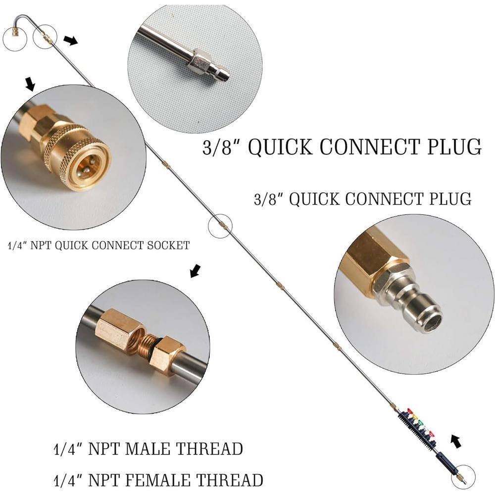9-Pack 4000 Psi Pressure Washer Extension Wand, 1/4 In. Quick Connect Gutter Cle