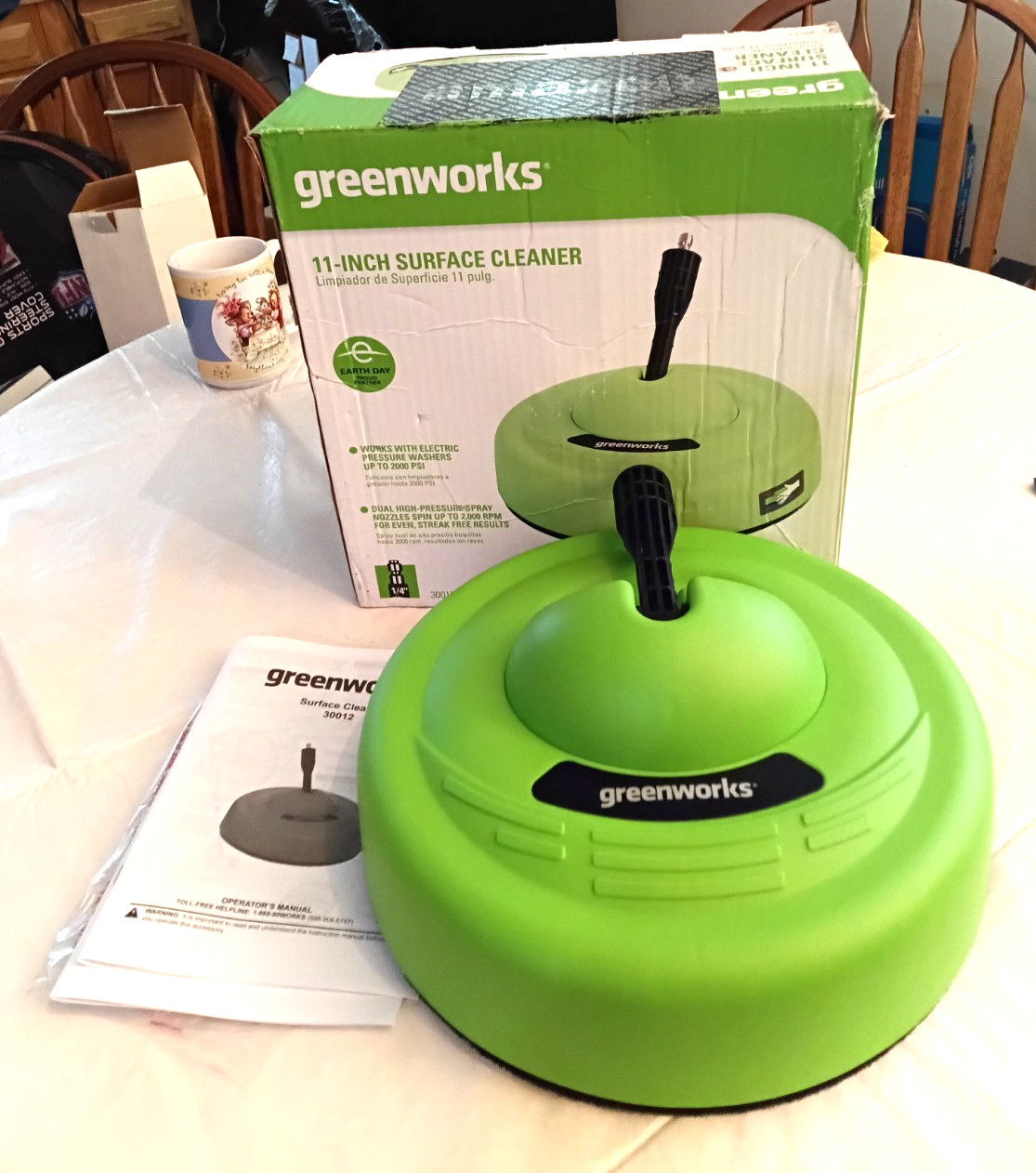 Greenworks 11″ Surface Cleaner for Electric Pressure Washer Max 2000 PSI Open Bo