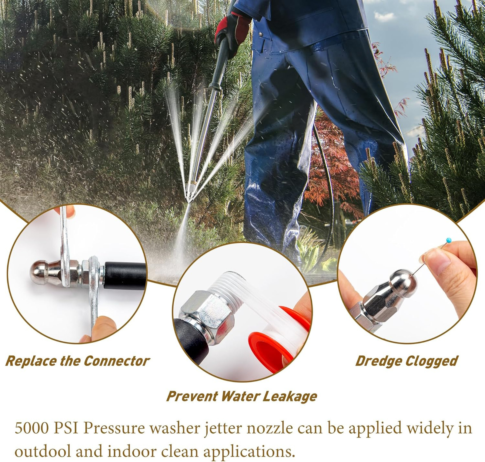 10pcs Sewer Jetter Nozzle Kit Stainless Steel Jetter Heads Kit for Pressure
