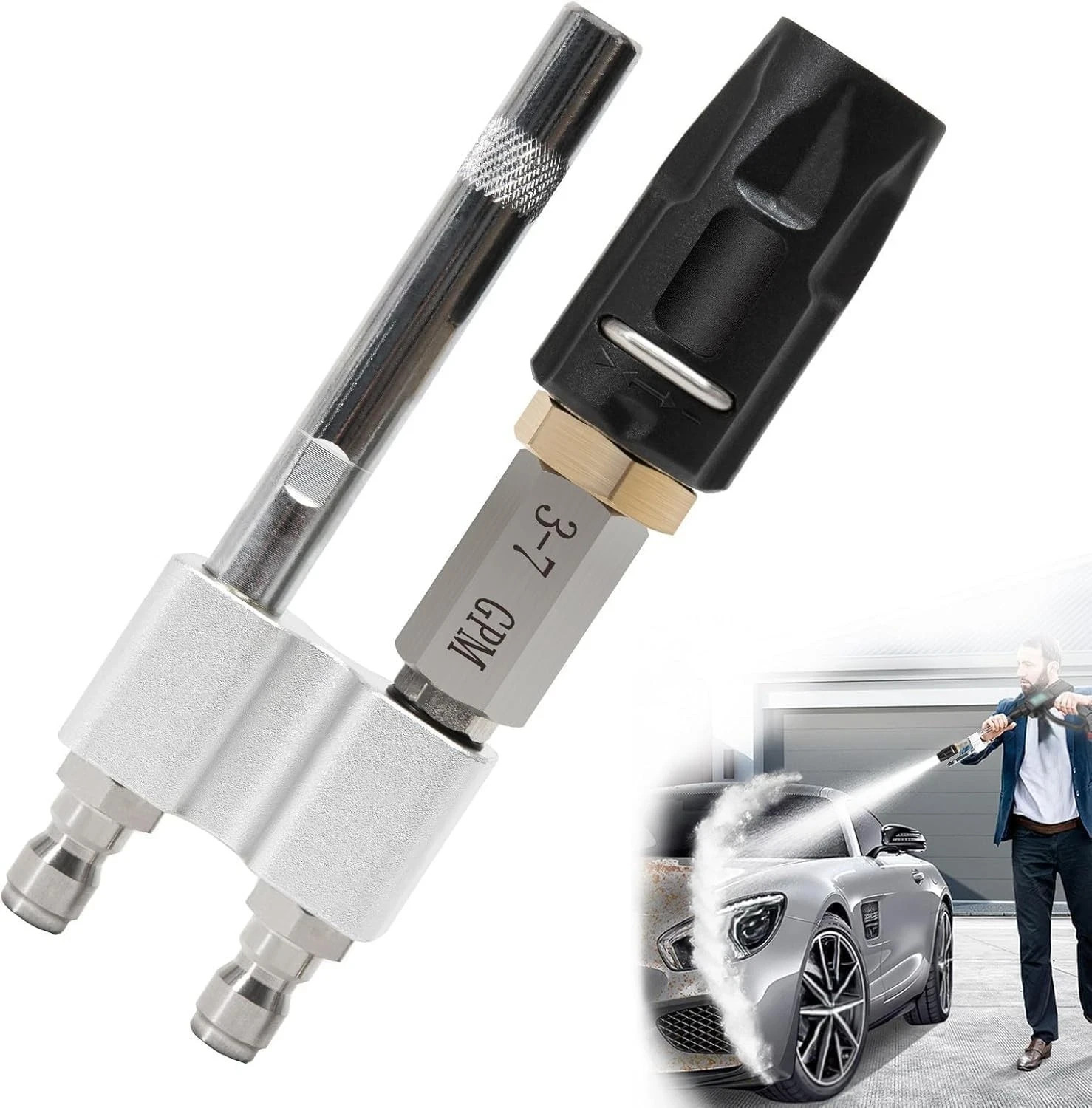 Shooter Tip M5 Twist Nozzle for Pressure Washer, 3-7 GPM, Adjustable Long Range