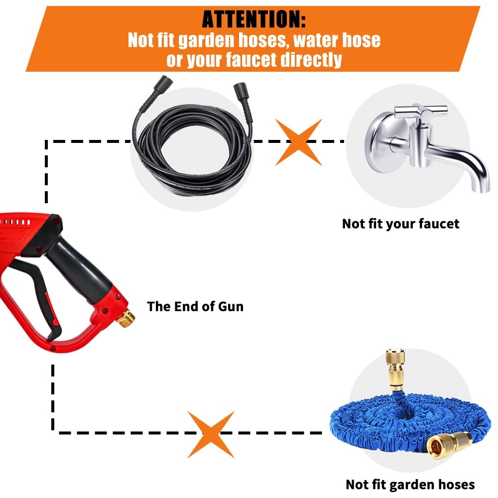 Pressure Washer Gun Extension Wand 5000 PSI 38 Inch Adjustable Length Red