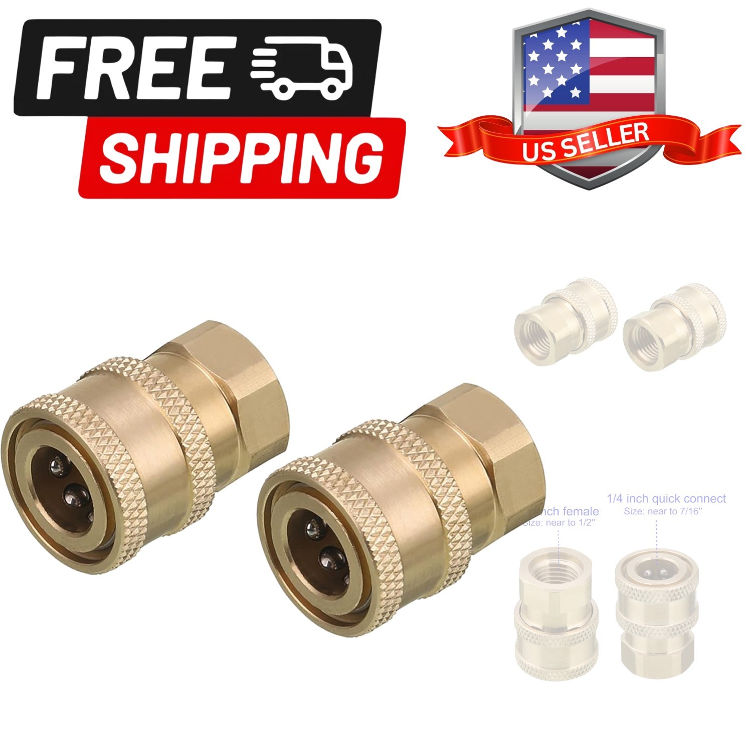 Pressure Washer Coupler, Brass Fittings, 1/4 Inch Quick Connect to Female NPT…