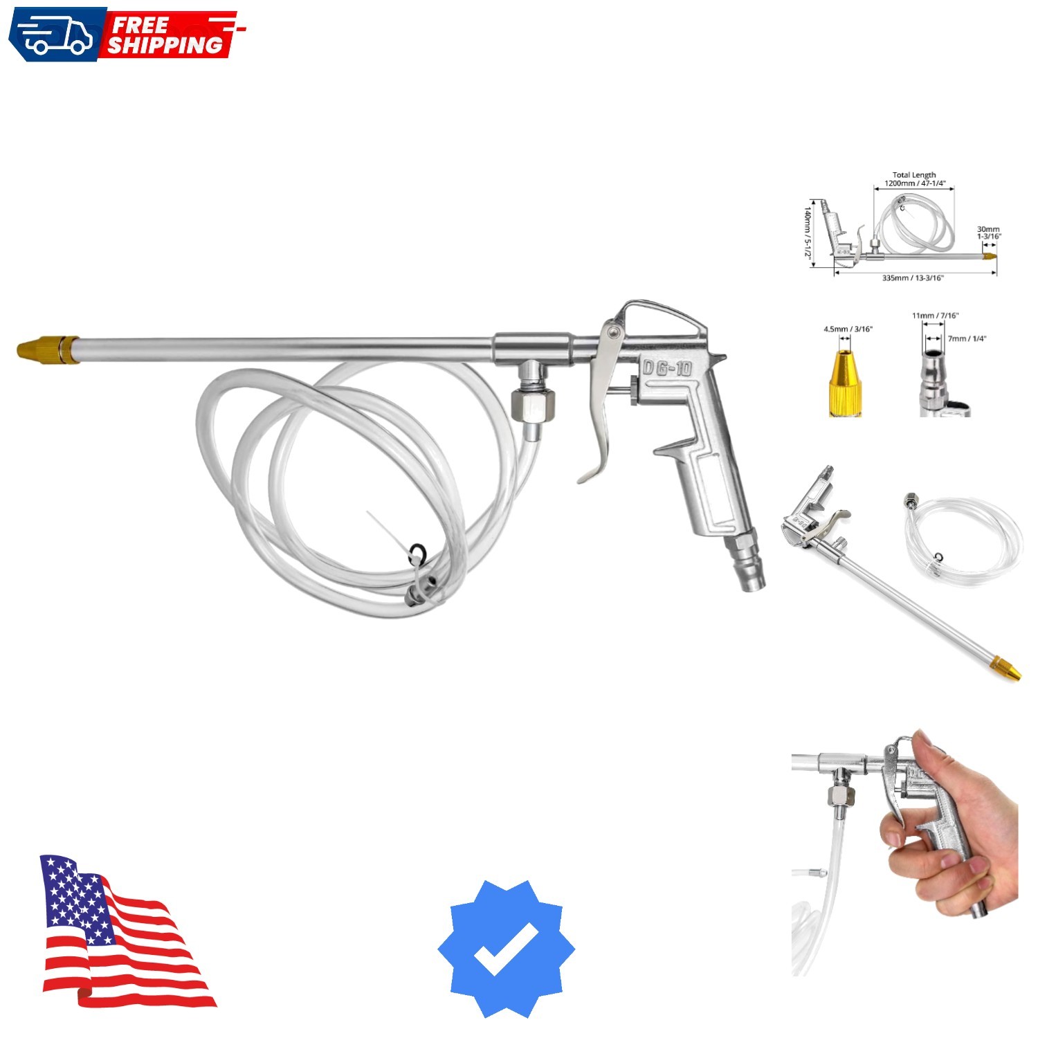 QWORK Spray Gun, Aluminum Pneumatic Air Engine Cleaning Washer Gun Kit Tool, …