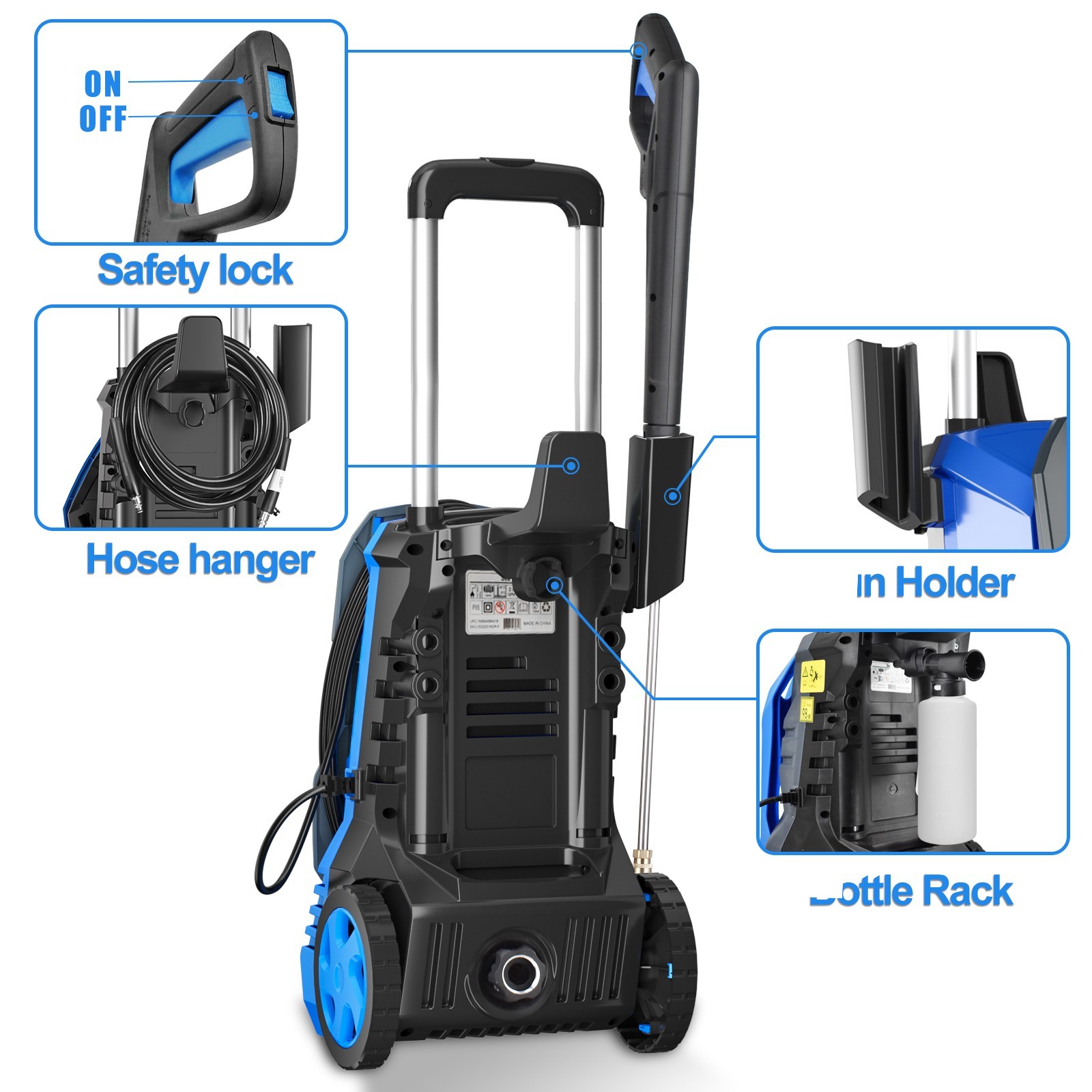 Pressure Washer 4200PSI 2.5GPM, 4 Quick Nozzles, 500ML Foam Cannon, for Patio